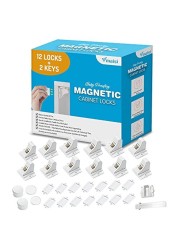 vmaisi Baby Proofing Magnetic Cabinet Locks Child Safety 12 Pack Children Proof Cupboard Baby Latches Adhesive Magnet Drawers Locks No Drilling