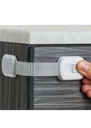 Child Safety Strap Locks (8-Pack) Baby Locks for Cabinets and Drawers, Toilet, Fridge &amp; More. 3M Adhesive Pads. Easy Installation. (White/Gray)