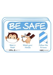 tabbies BeSafe Messaging &quot;Be Safe, Wear a Mask, Wash your hands, Follow the Arrows&quot;, 3-Pack 9&quot;x6&quot;, Repositionable Kids Education Safety Signs, Perfect for Most Surfaces (29506)