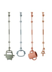 Eoopoon 4 Pack Toy Safety Straps, Stretchable Silicone Pacifier Chains, Adjustable Baby Bottle Toy Teethers Harness Strollers Straps for High Chair, Hanging Baskets, Cribs, Car Seat, Shopping Trolley