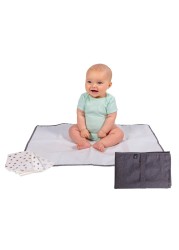 Healthy Habits by J.L. Childress Baby Changing Pad Bundle - Portable Padded Diaper Changing Pad with Pocket Plus 3 Disposable Changing Pads - Travel Changing Pads, Waterproof, Extra-Large - Grey