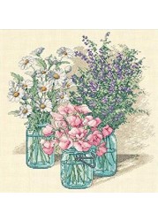 Dimensions Wildflower Trio Counted Cross Stitch Kit 14 Count Ivory Aida 11 x 12