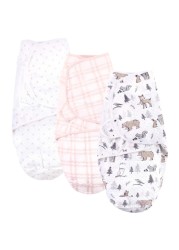 Hudson Baby Unisex Baby Quilted Cotton Swaddle Wrap 3pk, Winter Forest, 0-3 Months