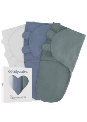 Comfy Cubs Swaddle Blanket Baby Girl Boy Easy Adjustable 3 Pack Infant Sleep Sack Wrap Newborn Babies (Small 0-3 Months, Stone, Nomadic Blue, Azul)