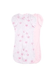 Aden + Anais Essentials Easy Snug Swaddle, Transitions to Arms-Free Wearable Sleeping Bag, Newborn, 0-3 Months, Twinkling Stars, Pink, 2 Pack