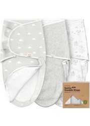 Baby Swaddle Sleep Sacks with Zipper - 3-Pack Newborn Swaddle Sack, Baby Swaddles Sleep Sack 0-3 Months, Wearable Blanket Baby, Baby Swaddle Blanket Wrap, Swaddle Sack, Easy Change Swaddle (Aspire)