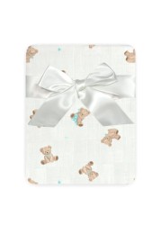 American Baby Company 100% Cotton Muslin Swaddle Blanket, Soft, Breathable &amp; Lightweight, Teddy Bear, 47&quot; x 47&quot; Perfect for Swaddling, Travel and Gifting