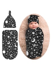 Moon Star Baby Stuff Swaddle Blanket Baby Wrap Baby Newborn Blanket Soft Sleep Sack Stretchy With Hat Set Gift For Infant Boy Girl