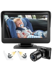 FEISIKE Car Baby Camera, 4.3&#39;&#39; HD Infrared Night Vision Function Baby Car Camera Display, Backseat Car Camera for Baby with 150&deg; Wide View &amp; 360&deg; Rotatable Easy Installation in 5 Mins Baby Car Mirror