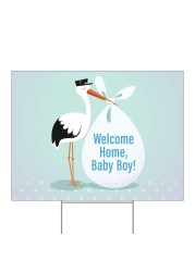 Imagine Signs Welcome Home Baby Boy Welcome Baby Yard Sign 18&quot; x 24