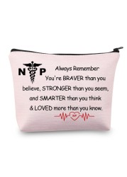 Nurse Practitioner Gifts Makeup Bag NP Gifts for Nurses Cosmetic Bags Nurse Practitioner Travel Bag Zipper Pouch Case (NP Bag pink)