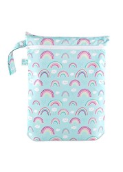 Bumkins Waterproof Wet Dry Bag for Baby, Travel, Swim Suit, Cloth Diapers, Pump Parts, Pool, Gym Clothes, Toiletry, Strap to Stroller, Daycare, Zip Reusable Bag, Wetdry Packing Pouch, Rainbows Blue