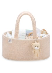 CLYMENE Baby Diaper Caddy Organizer, Nursery Storage Basket for Diapers and Wipes - Newborn Changing Table Essentials, Baby Gift Registry for Baby Shower - Diaper Tote Bag for Car Travel - Ivory