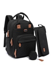 Dikaslon Diaper Bag Backpack with Portable Changing Pad, Pacifier Case and Stroller Straps, Large Unisex Baby Bags for Boys Girls, Multipurpose Travel Back Pack Moms Dads, Black