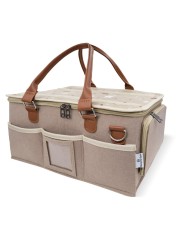 HOME FOR EACH Baby Diaper Caddy Organizer with Lid Multiple Compartments Baby Caddy Waterproof Diaper Tote Bag for Infants Travel Baby Bag for Must Haves Baby Gift Basket for Newborn Essentials