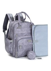 BabbleRoo Diaper Bag Backpack Baby Essentials Travel Essentials Baby Bag with Changing Pad Stroller Straps Pacifier Case Unisex Gray Swirls