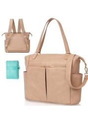 MOMINSIDE Diaper Bag Tote, Leather Diaper Bag Backpack with 14 Pockets, Convertible Baby Bag for Boys Girls, Baby Registry, Changing Pad, Large 4 Insulated Pockets (Camel)