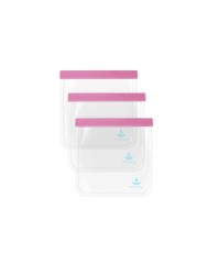 Staunch- 3 Pc, Toiletry Bags, Baby Pink, Transparent Toiletry, 1 Quart Ziplock Bags