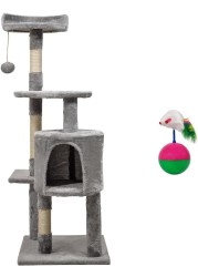 Multi-layer cat tree with Mice balance swing tumbler ball, Interactive toy ball, Indoor cat tree tower with Soft fabric condo, Top perch, and Sisal scratch post, Cat activity tower 112 cm (Grey)