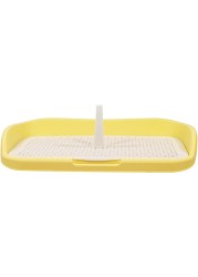 Dog potty toilet with Pee post, Detachable grid, and Raised fence, Anti-splash dog pee pad holder for small to medium-sized dogs, Reusable dog potty training toilet 48 cm (Yellow)