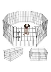 Artmeer Pet Playpen Puppy Playpen Kennels Dog Fence Exercise Pen Gate Fence Foldable Dog Crate 8 Panels 24 Inch Kennels Pen Playpen Options Ideal for Pet Animals Outdoor IndoorBlack 24x24