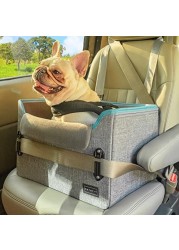 PETSFIT Dog Car Seats for Small Dogs, Portable Dog Booster Car Seat with Patent Safe Buckles, Clip-On Leash, Suitable for Small Pets Up to 25lbs (Grey)