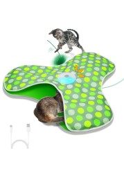 Sofolor Interactive Cat Toy, Automatic Cat Toys for Indoor Cats, Hide and Seek Cat Toy with Motion Activated, Moving Feather, Chirping, USB Rechargeable