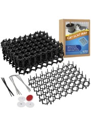 Leys Cat Deterrent Mat Scat Mat for Cats with Spikes Cat Repellent Indoor Furniture Outdoor Garden Fence Animal Barrier 12 PackSet