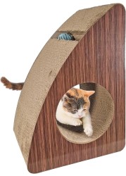 Cat Scratching Sloppy Board Box, Triangular Scratcher Box, Scratching Catnip, Cat Play, Natural Scratching, Cozy Cat Scratching, Redish Color, Large L=27cm