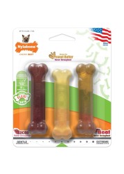 Nylabone Original Bone Flexi Chew toy for Dogs, Dog Toys for Moderate Chewers, Bacon, Peanut Butter, &amp; Beef, X-Small - Up to 15 lbs, 3 Pack