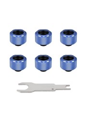 Thermaltake Pacific Blue 4 Build-In O-Rings C-Pro G1/4 PETG 16mm OD Compression Fitting 6 Pack CL-W210-CU00BU-B