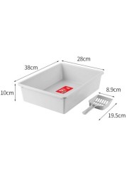 Cat Litter Tray with Scoop-White- M Size 38 x 28 x 10cm