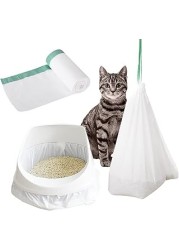 Okbuynow Cat Litter Box Liners Jumbo Disposable Bags With Drawstring For Cat Kitty Pet Waste Litter Box Bag 10 Units 1 Roll Per Pack, Extra Thick Scratch Resistant, Litterbag-S, S