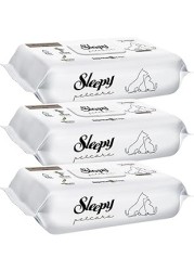 Sleepy Pet Wipes Value Pack &ndash; 3 Packs of 60 Wipes (Total 180 Wipes) &ndash; Natural Bamboo, 99.5% Pure Water, Hypoallergenic, Alcohol-Free, Vegan &ndash; Gentle Cleaning for Pets