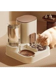MISTHO Cat Feeder and Water Dispenser, 2 in 1 Automatic Pet Water Dispenser Removable Ceramic Food Bowl Set Pet Food Storage for Small Dogs Puppies Cats Kittens Pets