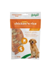 Delight Chicken and Rice Rawhide Stick Dog Snack 100g
