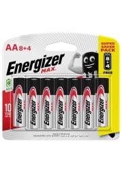 إنرجايزر ماكس AA بطاريات قلوية 1.5 فولط حزمة من 12