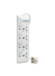 Philips 4-Way Universal Outlets Extension Socket White 2m