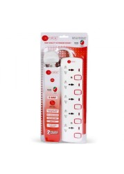 AFRA Japan Universal Extension Cord, 5Way, 5 Universal Sockets, 5 Meter Cable, Easy Set-Up & Storage, Shockproof, 250V
