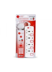 AFRA Universal Extension Cord, 4 Way, 4 Universal Sockets, 5 Meter Cable, Easy Set-Up &amp; Storage, Shockproof, 250V, AF-004EXRD-5MT, With 2 Years Warranty