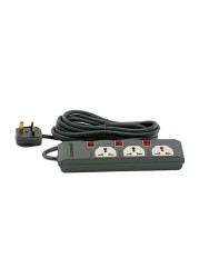 Olsenmark 3 Way Power Socket with Individual Switches- OMES1727D/ Equipped with Fire Proof Housing, and Child Safety Shutter/ 3 meter Extension Cord, Ideal for Home, Office, etc to Connect C