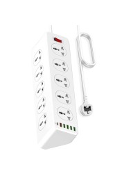 10 Way Power Extension Cord Surge Protector Strip Heavy Duty Universal Electrical Socket 5x USB-A 1x USB-C PD 30W