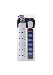 Oshtraco 5 Way Switch Extension Cord Grey 2m