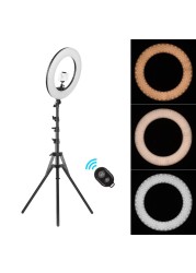 Generic-18 Inch Dimmable SMD LED Ring Light Kit 48W Stepless Brightess Adjustment 3200K-5600K Lighting Ringlight with Tripod Stand Carrying Bag Cell Phone Holder Hot Shoe Adapter for YouTube Video