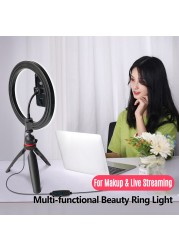 عام-20cm / 8INCH سطح المكتب LED حلقة ضوء التعبئة في مصباح 3200K-5600K عكس الضوء USB تعمل بالطاقة مع ميني ترايبود حامل حامل الهاتف عن بعد مصراع ليوتيوب تسجيل فيديو بث الصور الشخصية للماكياج