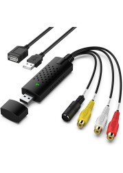 Capture Card, USB Video Capture Card Device, Audio Video Converter Grabber for RCA to USB-Convert VHS Mini DV VCR Hi8 DVD to Digital, for PC TV Tape Player Camcorder, MAC Windows Vista Compatible