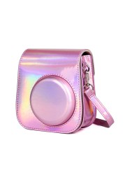 O Ozone Holographic Case For Fujifilm Instax Mini 11 Case Pu Leather Instant Camera Cover With Adjustable Strap [ Designed Cover For Fujifilm Instax Mini 11 Instant Camera Bag ] - Pink