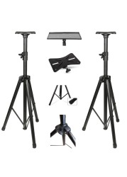 Wownect Universal Speaker Stand Mount Holder, Projector Tripod Stand [Adjustable Height From 40&rdquo; To 71&rdquo;] Multi-Functional Tripod Laptop Stand With Mounting Bracket &amp; Rack Tray, Pack Of 2