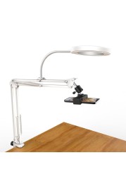 Pozliv White Overhead Camera Mount with Ring Light Desk Flexible Articulating Phone Arm Stand Compatible with iPhone Content Creator Essentials for YouTube Live Stream Cooking Nail Video Recording