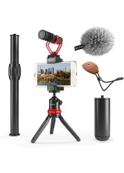 Movo VXR10 Smartphone Video Rig with Mini Tripod Phone Grip and Video Microphone Compatible with iPhone 13 12 11 11 Pro XS XR X 8 7 and Android for YouTube Tik Tok Filming Vlogging